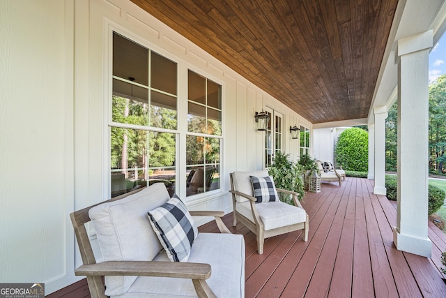 deck featuring covered porch