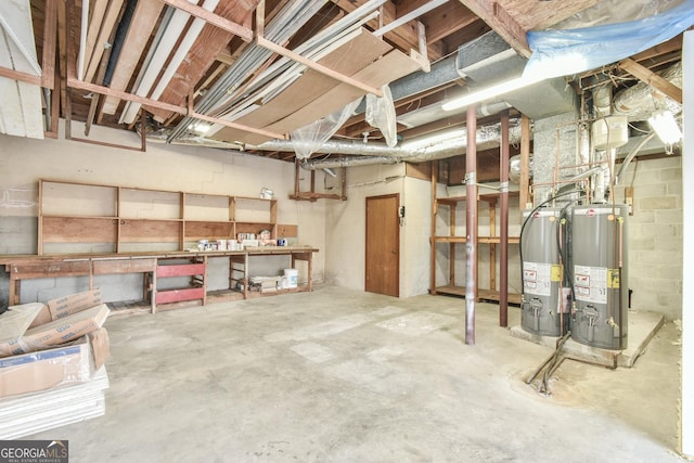 basement with gas water heater