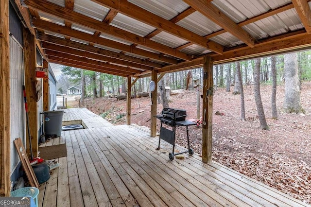 wooden terrace with grilling area