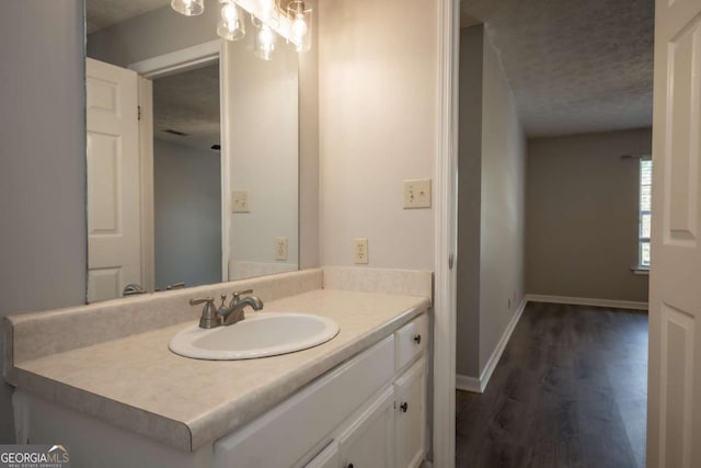 100 Downing Way Unit E, Athens, GA 30606 - bathroom featuring hardwood / wood-style flooring, vanity, and a textured ceiling