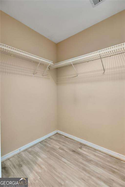 spacious closet with hardwood / wood-style flooring