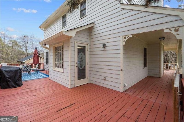 deck featuring area for grilling