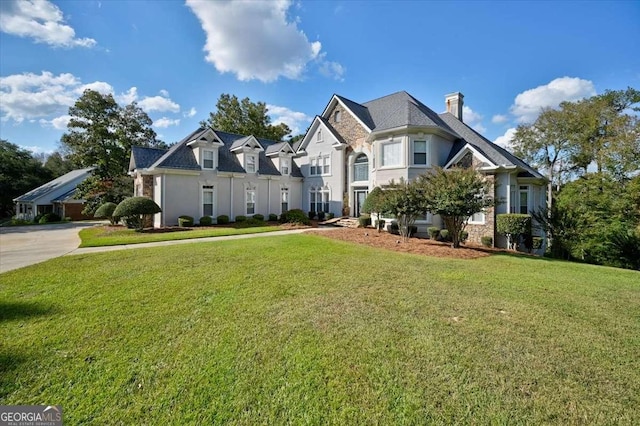 view of front of property featuring a front yard