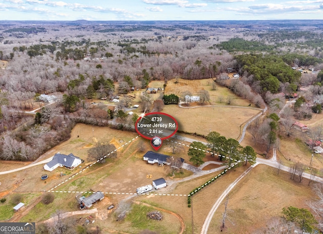 bird's eye view with a rural view