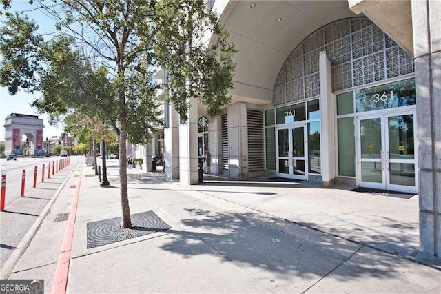 property entrance with french doors