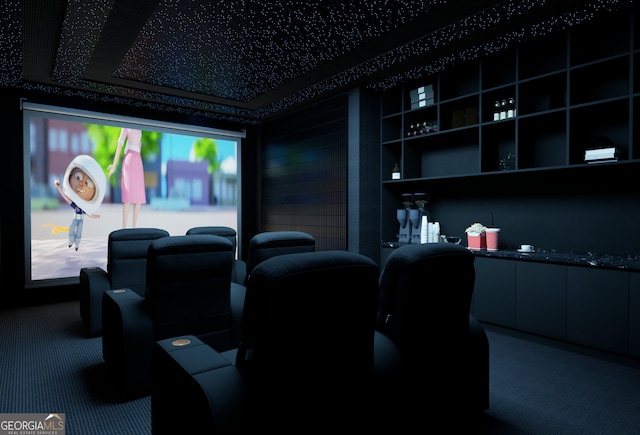 view of carpeted cinema room