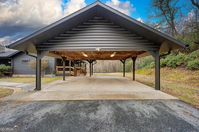 view of car parking with a carport