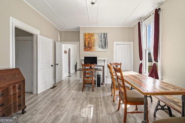 dining room with light wood finished floors