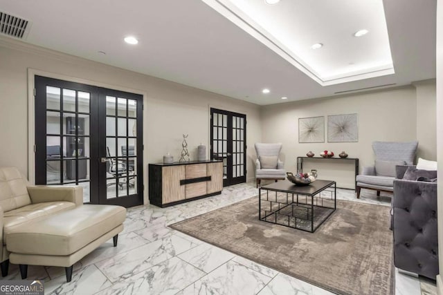 living room with french doors