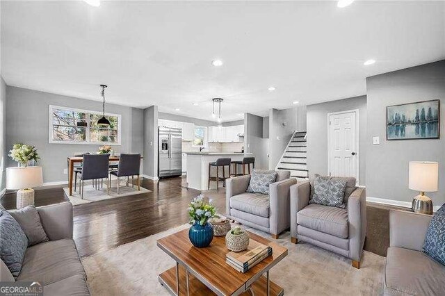 living room featuring light hardwood / wood-style floors