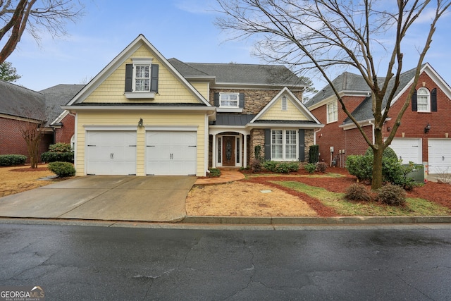 view of front of house with a garage