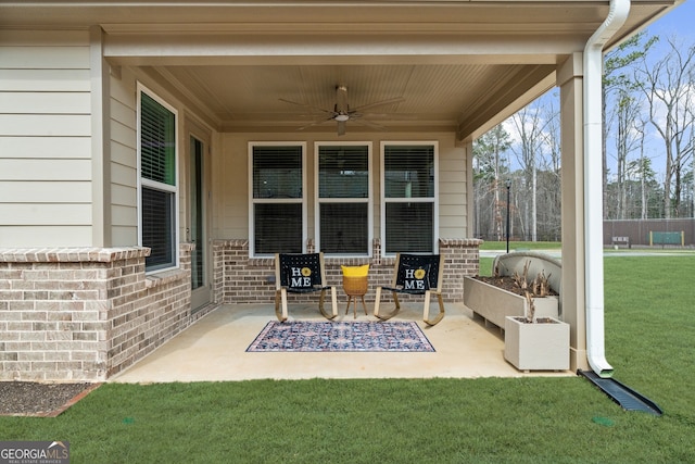 view of patio / terrace featuring a ceiling fan