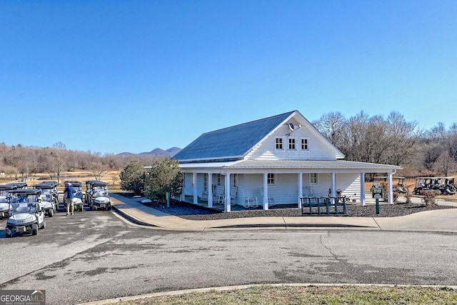 view of building exterior with a mountain view