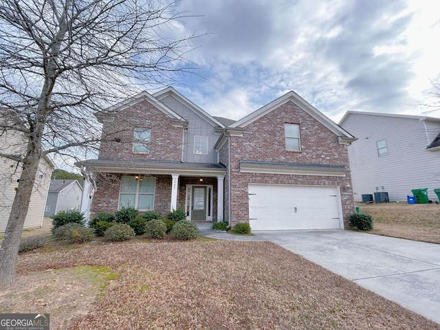 view of front property with a garage