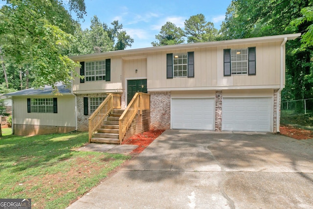 bi-level home featuring a garage