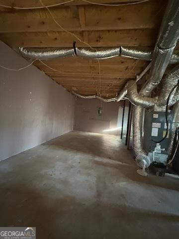 view of unfinished basement