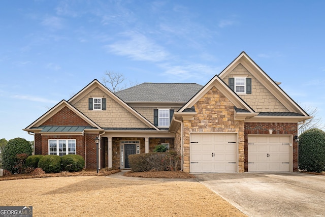 craftsman inspired home featuring a garage