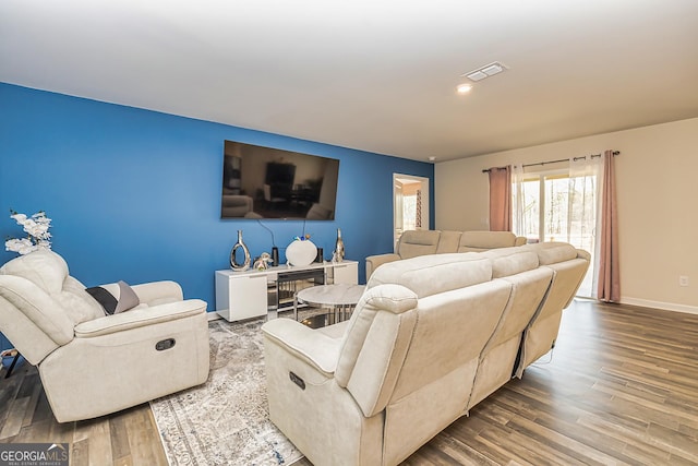 living room featuring hardwood / wood-style flooring