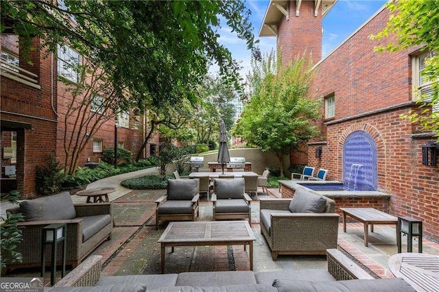 view of patio featuring an outdoor hangout area