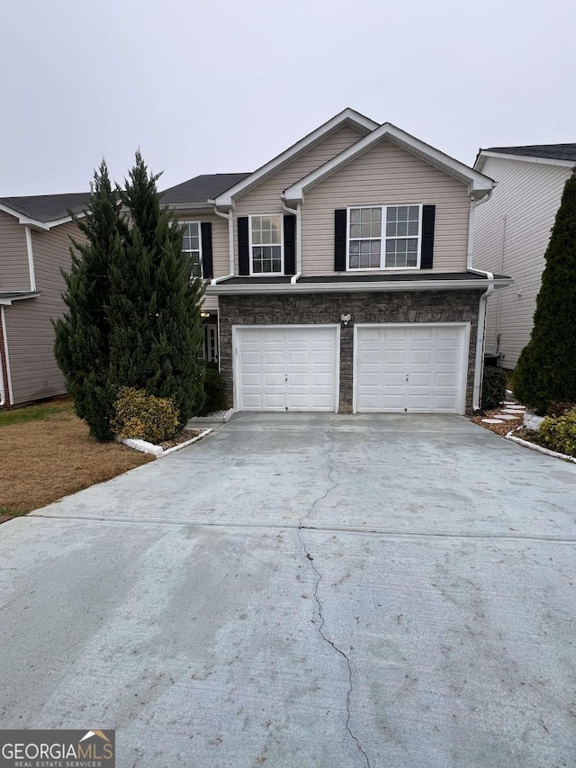 view of front property with a garage