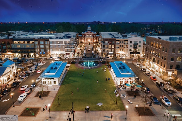 view of aerial view at twilight