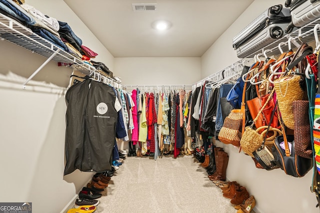 walk in closet featuring carpet