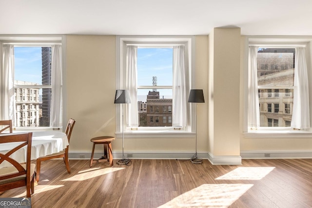 interior space with hardwood / wood-style flooring