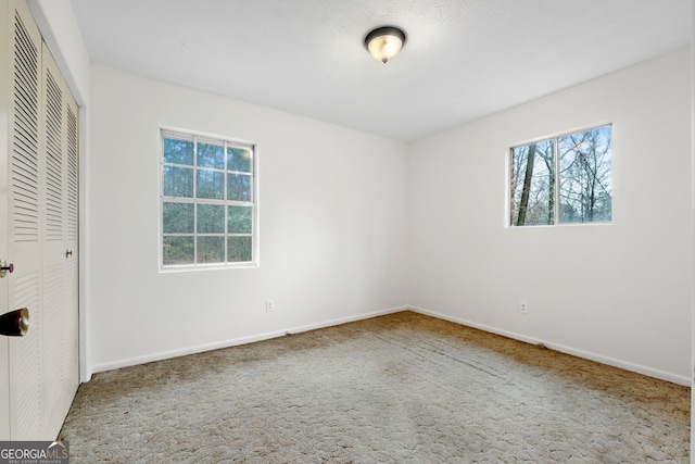 unfurnished bedroom featuring carpet floors and a closet