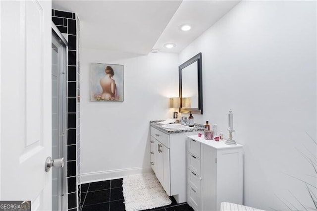 bathroom featuring vanity and tile patterned floors