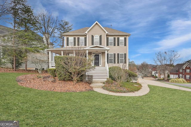 view of front facade featuring a front lawn