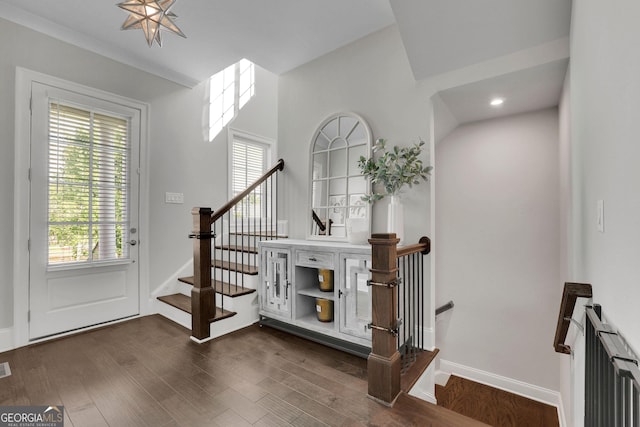 interior space featuring plenty of natural light and dark wood-type flooring