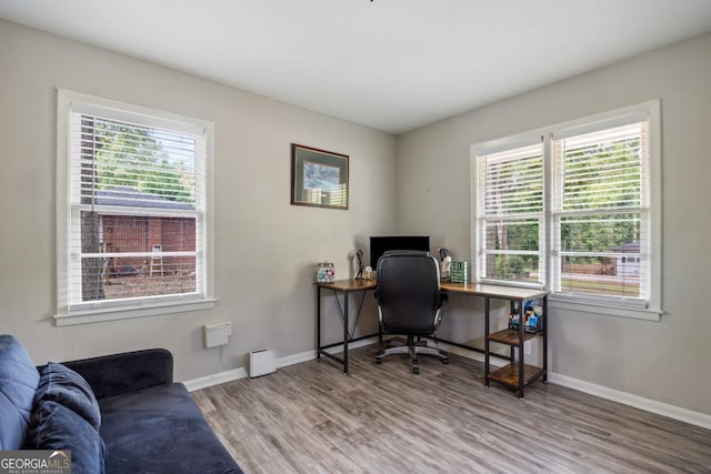 office area featuring wood-type flooring