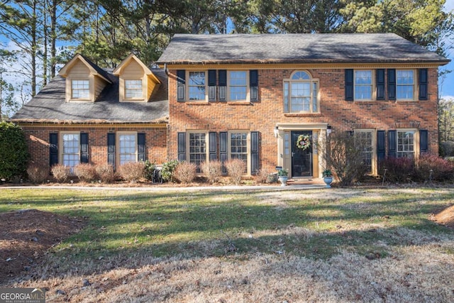 colonial house with a front lawn