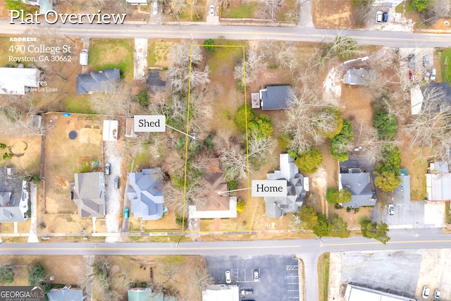 aerial view of property's location with property parcel outlined