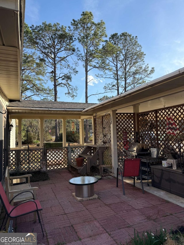 view of patio with grilling area