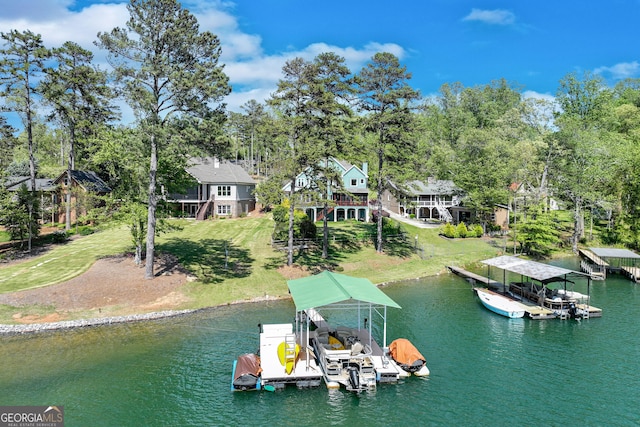 6780 Lawson Cir, Gainesville, GA 30506 - dock area featuring a yard, boat lift, and a water view