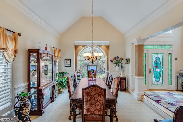 6780 Lawson Cir, Gainesville, GA 30506 - dining area featuring a wealth of natural light, a notable chandelier, and wainscoting