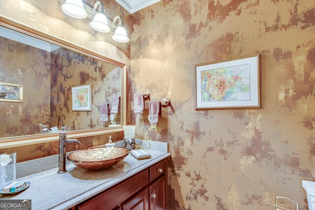 6780 Lawson Cir, Gainesville, GA 30506 - bathroom featuring vanity and wallpapered walls