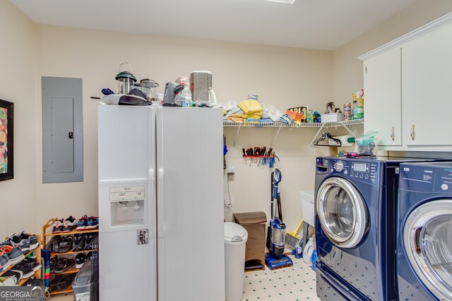 6780 Lawson Cir, Gainesville, GA 30506 - washroom featuring cabinet space, electric panel, and independent washer and dryer