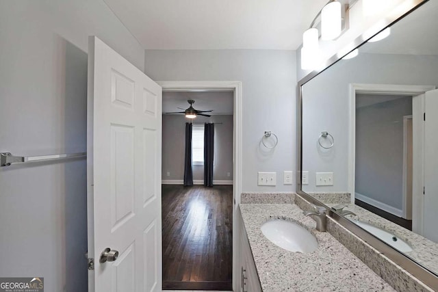 bathroom featuring wood-type flooring and vanity