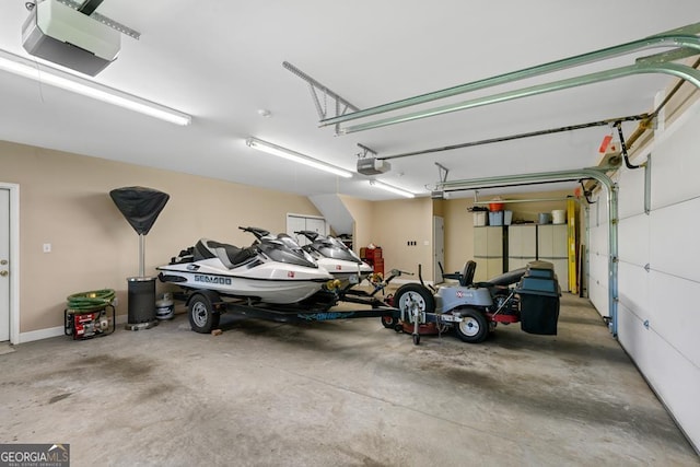 garage with a garage door opener