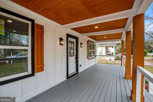 deck with a porch