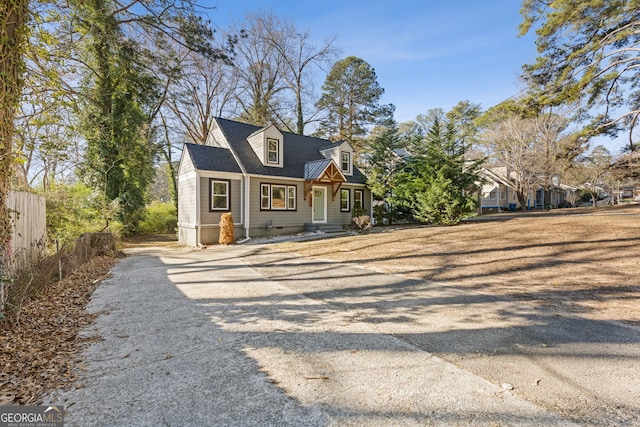 view of cape cod home