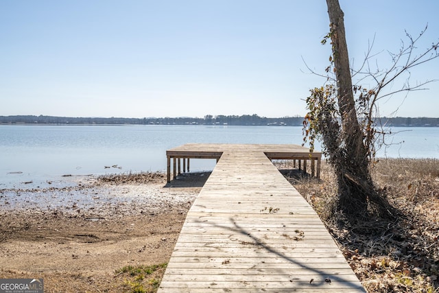 view of dock featuring a water view