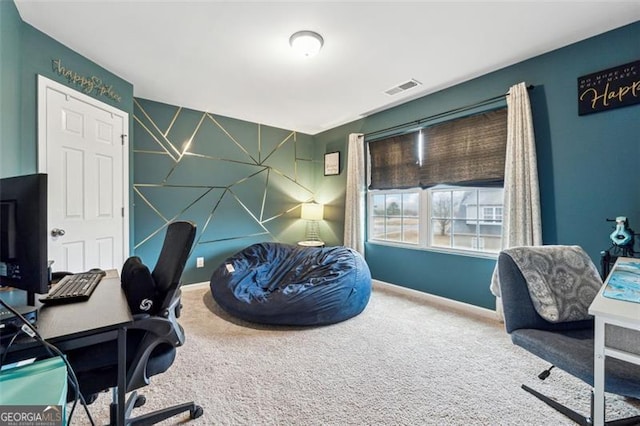 home office featuring carpet