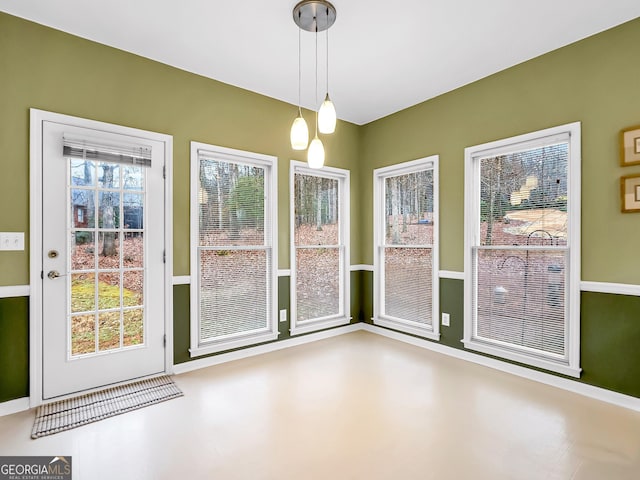 view of unfurnished dining area