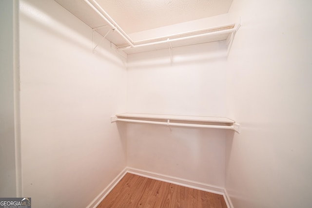 walk in closet with hardwood / wood-style floors