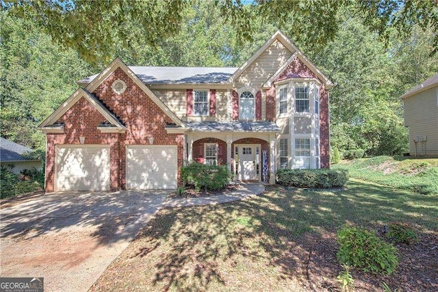 view of front facade featuring a garage and a porch