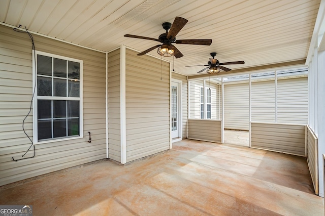 view of unfurnished sunroom