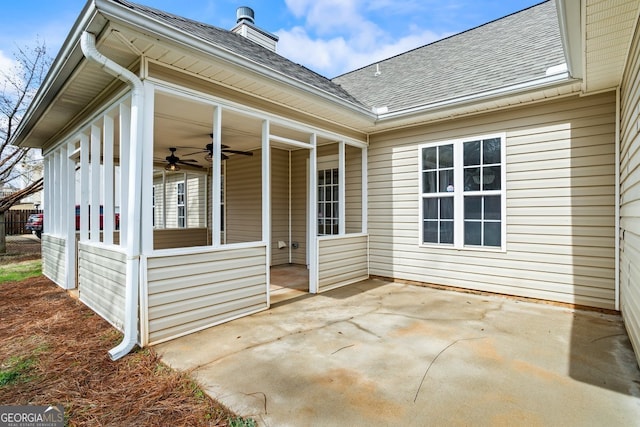 view of patio with ceiling fan